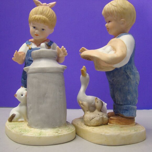 Vintage set of 1985 Denim Days #1509 and #1501 Pair Figurines Gathering kitten - Picture 5 of 16